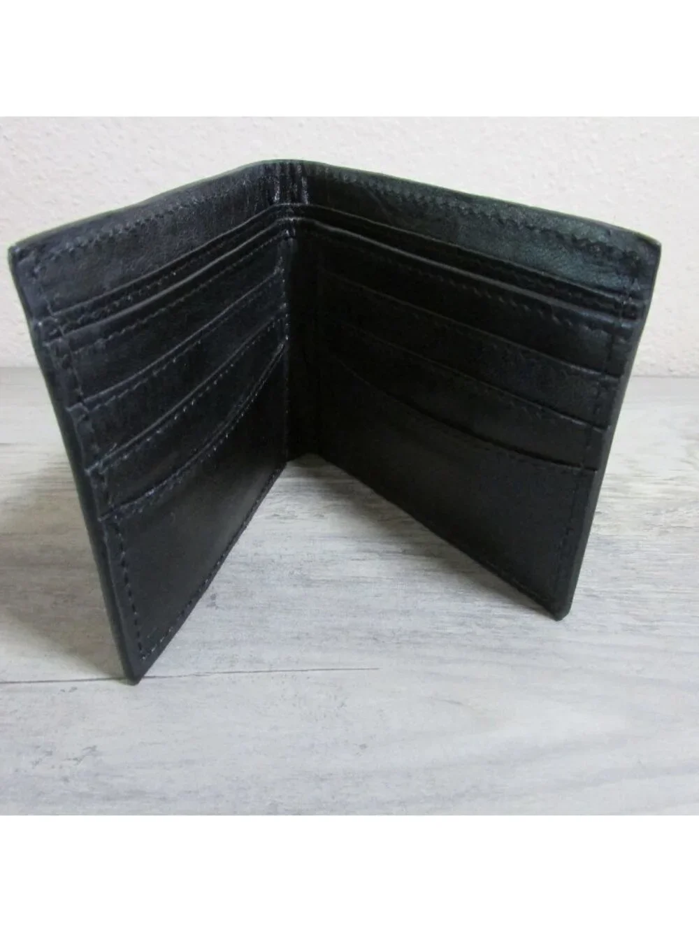 Leather Tooled & Aztec Beaded Men's Bifold Wallet - Blue